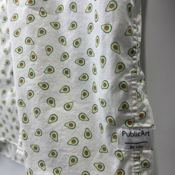 Public Art Nordstrom Navy White Avocado Print Button Shirt Mens Size M Medium - Picture 4 of 5